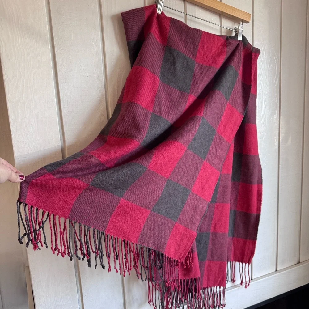 Pottery Barn Red & Black Throw Blanket